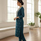 Premium Teal Velvet Embroidered Kurta Set