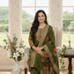 Olive Green Embroidered Viscose Berlin  Kurta Set with Dupatta