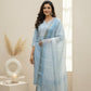 Elegant Blue Embroidered Kurta Set with Dupatta