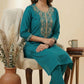 Turquoise Blue  Viscose Blend Kurta with pant