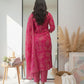 Fuchsia Pink Embroidered Kurta Set with Dupatta.