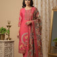 Pink Muslin Kurta Set with Hand Work & Printed Dupatta