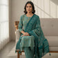 Turquoise Rayon Printed Kurta Set with Dupatta