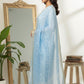 Elegant White & Blue  Cotton Kurta Set with Dupatta