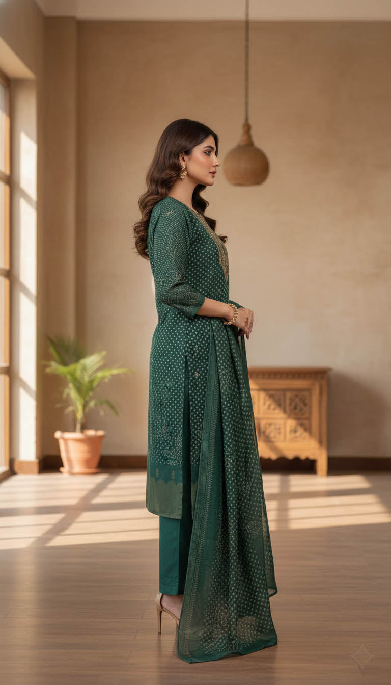 Elegant Turquoise Ethnic Kurta Set with Printed Dupatta