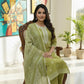 Olive Green Linen Kurta Set with Elegant Embroidery