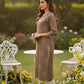 Brown printed straight fit kurta