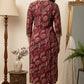 Maroon Floral Viscose Blend Printed Kurta