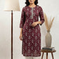 Chanderi Silk Straight Fit Maroon Kurta