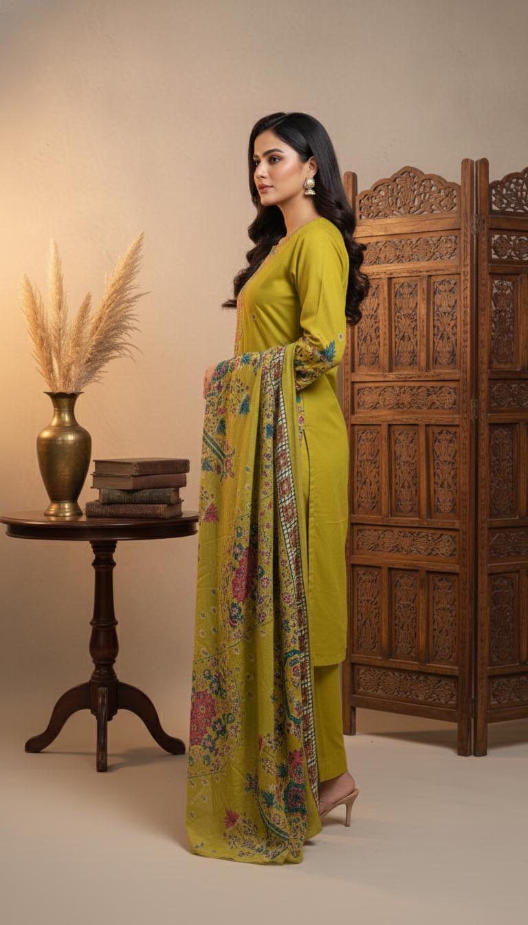 Olive Green Printed Premium Kurta set .