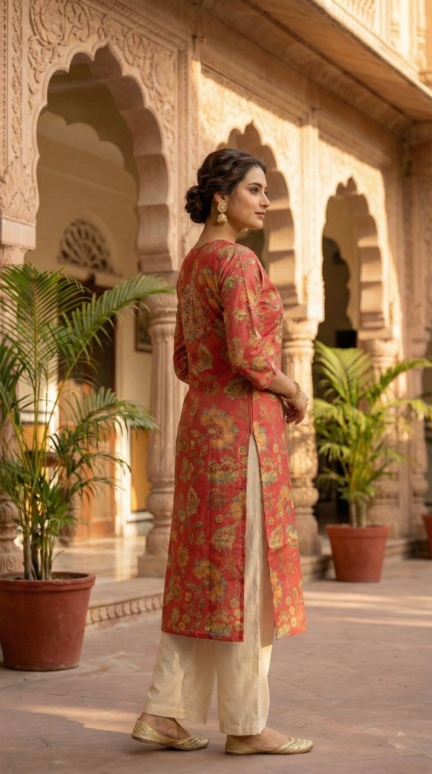 Coral Embroidered Straight fit  Kurta