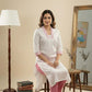 Off-White & Pink Printed Cotton Kurta Set