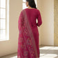 Fuchsia Embroidered Straight Kurta with Trousers & Dupatta