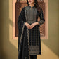 Luxury Black Velvet Foil Print Kurta Set with Dupatta