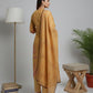 Mustard Floral Printed Cotton Kurta Set