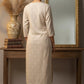 Elegant Embroidered Linen Kurta Set with Diamond Weave Dupatta
