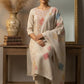 Elegant Embroidered Linen Kurta Set with Diamond Weave Dupatta