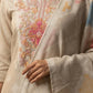 Elegant Embroidered Linen Kurta Set with Diamond Weave Dupatta