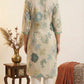 Turquoise blue Vatican Floral Print Straight Kurta With pant