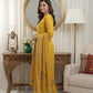 Mustard Yellow Floral Embroidered Cotton Kurta Set
