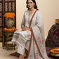 Elegance in Bloom – White Floral Printed Kurta Set with Dupatta