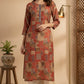 Coral Chanderi Silk Straight Fit  Kurta