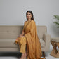 Mustard Floral Printed Cotton Kurta Set