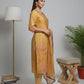 Mustard Floral Printed Cotton Kurta Set