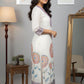 Elegant White & Lavender Floral Printed Kurta Set
