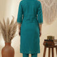 Turquoise Blue  Viscose Blend Kurta with pant