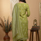 Olive Green Linen Kurta Set with Elegant Embroidery