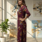 Maroon Floral  Viscose Blend Printed Kurta