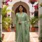 Elegant Green Printed Embroidered Kurta Set with Pant and Dupatta