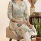 Turquoise blue Vatican Floral Print Straight Kurta With pant