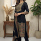 Elegant Black Ethnic Kurta Set with Intricate Printed Borders & Dupatta