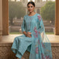 Aqua Embroidered kurta with pant and dupatta