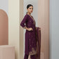 Purple Embroidered Kurta  Set with Banarasi Dupatta