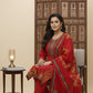 Elegance with a Royal Touch Red Floral Printed Ethnic Suit Set