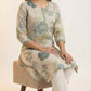 Turquoise blue Vatican Floral Print Straight Kurta With pant