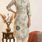 Turquoise blue Vatican Floral Print Straight Kurta With pant