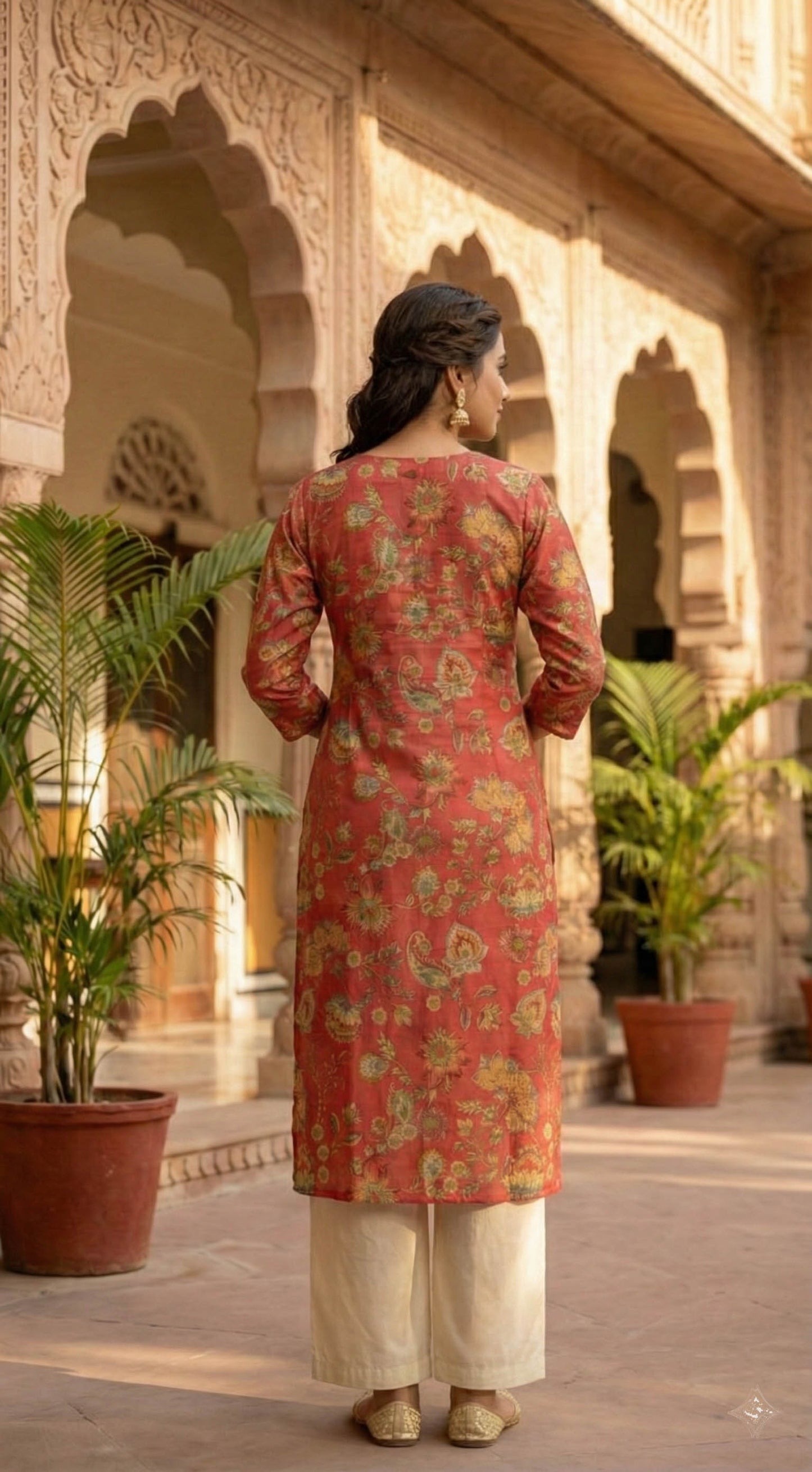 Coral Embroidered Straight fit  Kurta