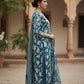 Elegant Teal & White Floral Printed Cotton Suit Set