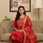 Elegant Printed Red Viscose Blend Kurta Set