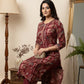 Maroon Floral Viscose Blend Printed Kurta
