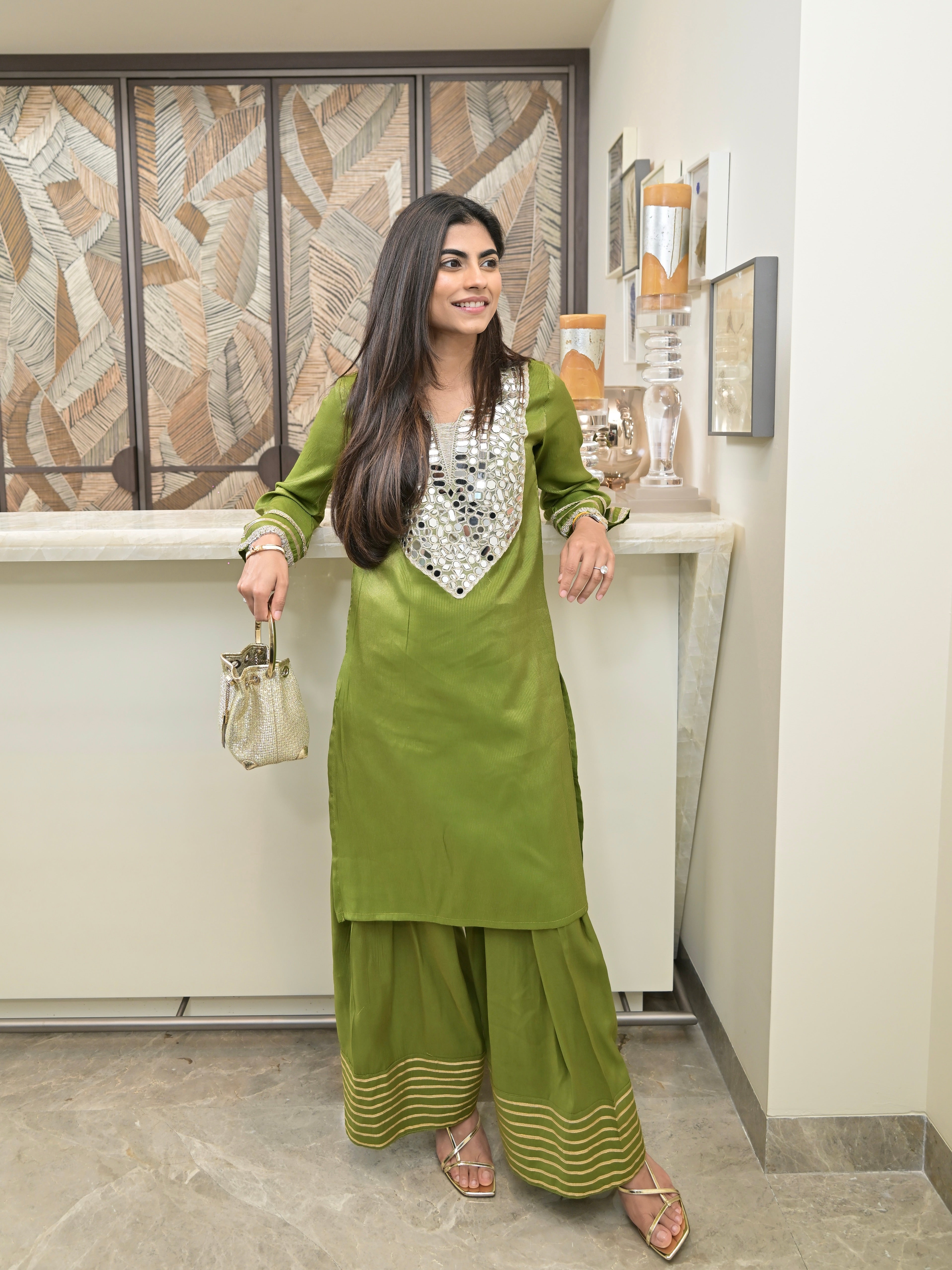 Olive Mirrorwork Set