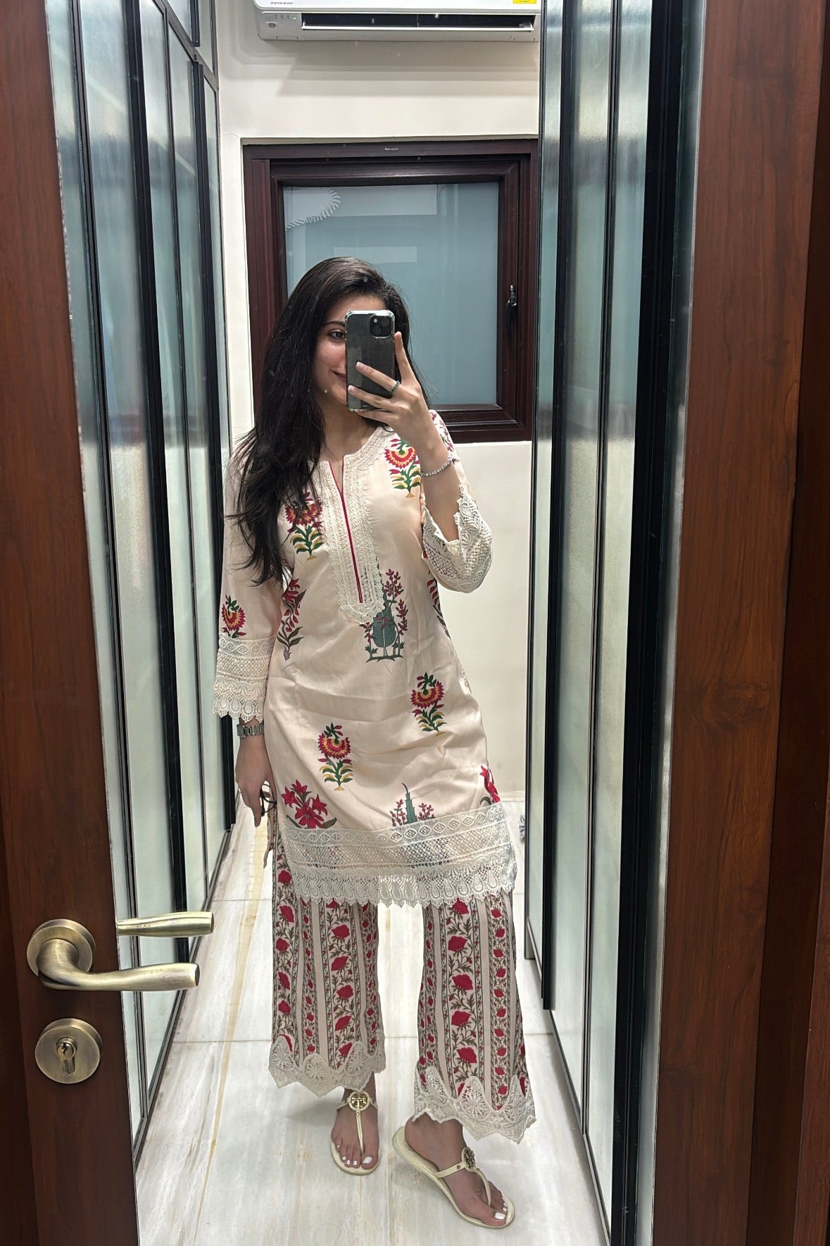 Rosewood Lace Cotton Kurta Set