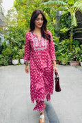 Rosewood Bloom Cotton Kurta Set