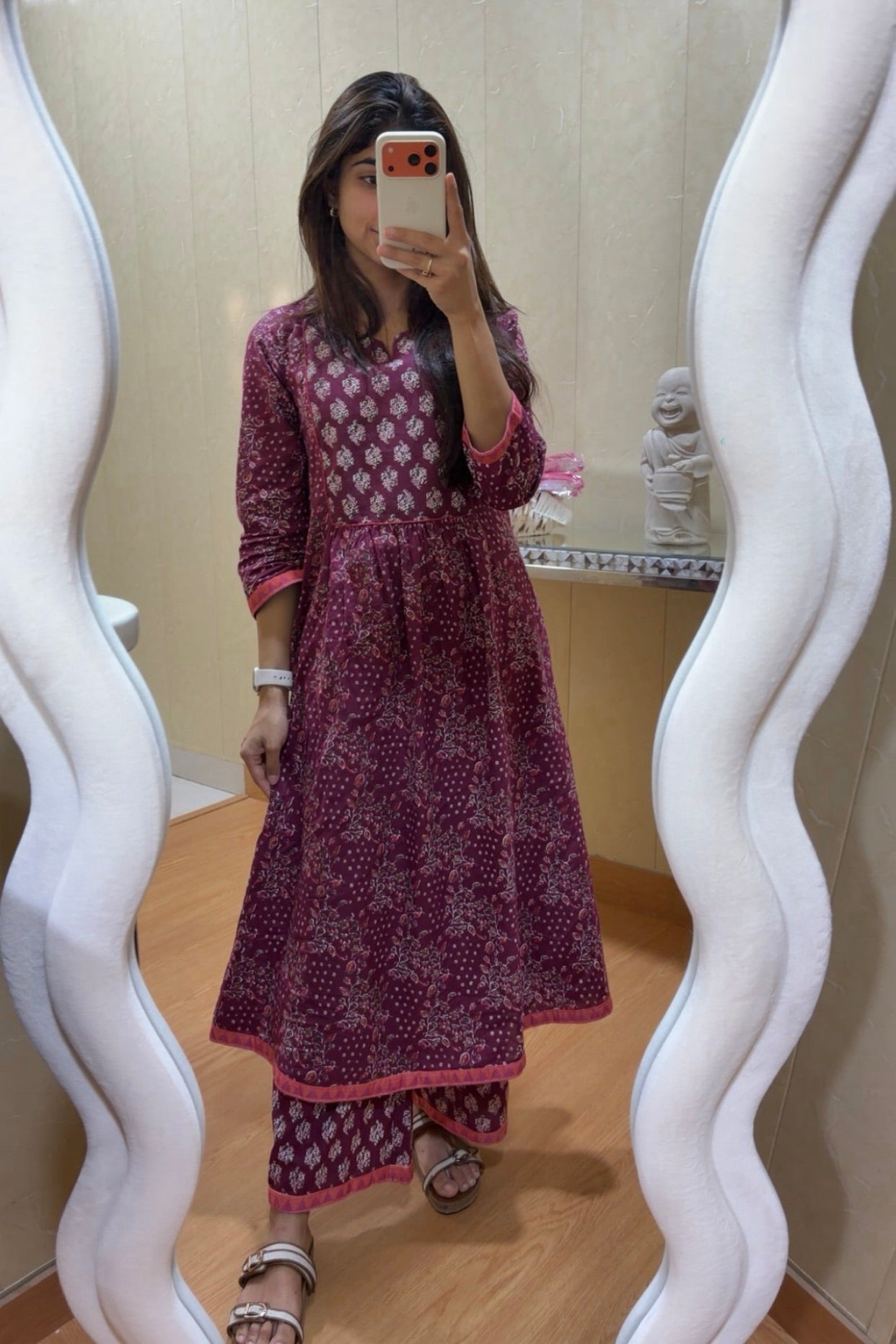 Wine Petal Cotton Suit Set