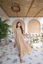 Mehfil Beige Cotton Kurta Set