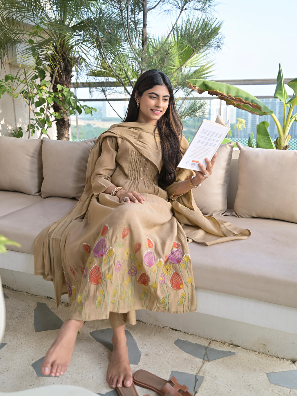Mehfil Beige Cotton Kurta Set